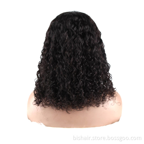 Wholesale Water Wave Short Bob Human Hair Wigs with bangs For Full Machine Made Wigs For Black Women Remy Pixie Cut Bob Wig